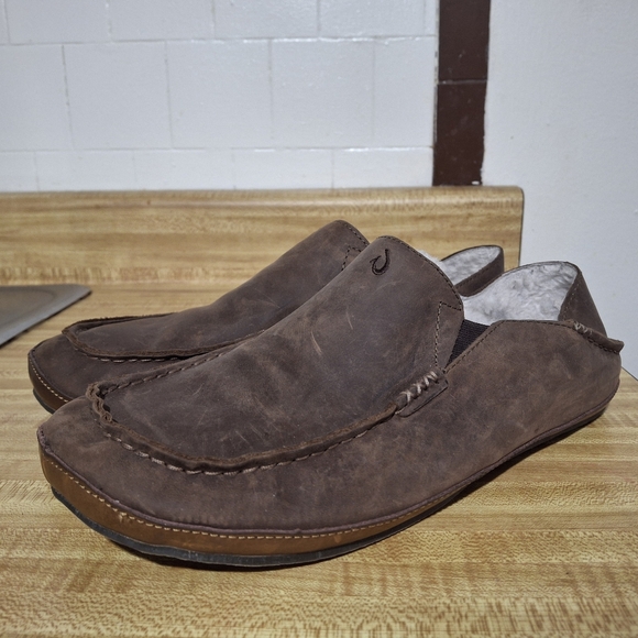 Olukai Moloa Brown Leather Slipper Size 11 - Picture 7 of 9